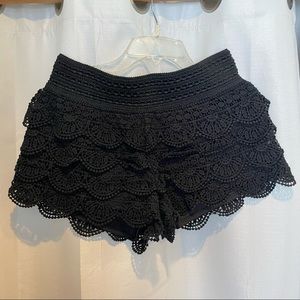 Black Ruffled Lace Shorts